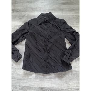 Samuel Dong Shirt Womens Small Black Textured Sz Small Button Down Blouse